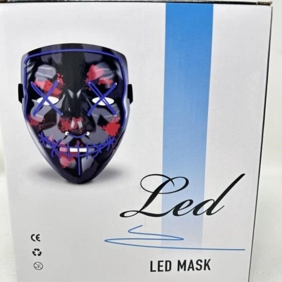 BOGO ORANGE LED Face Mask with 3 Lighting Modes Costume Cosplay Halloween party - Picture 2 of 3